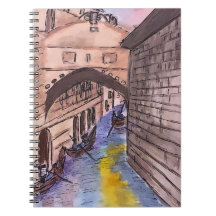 Carnet spirale - Aquarelle Couverture des canaux d