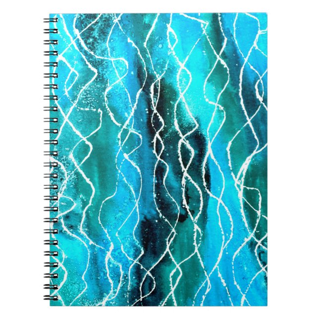 Carnet spirale, bleu turquoise Design abstrait (Devant)