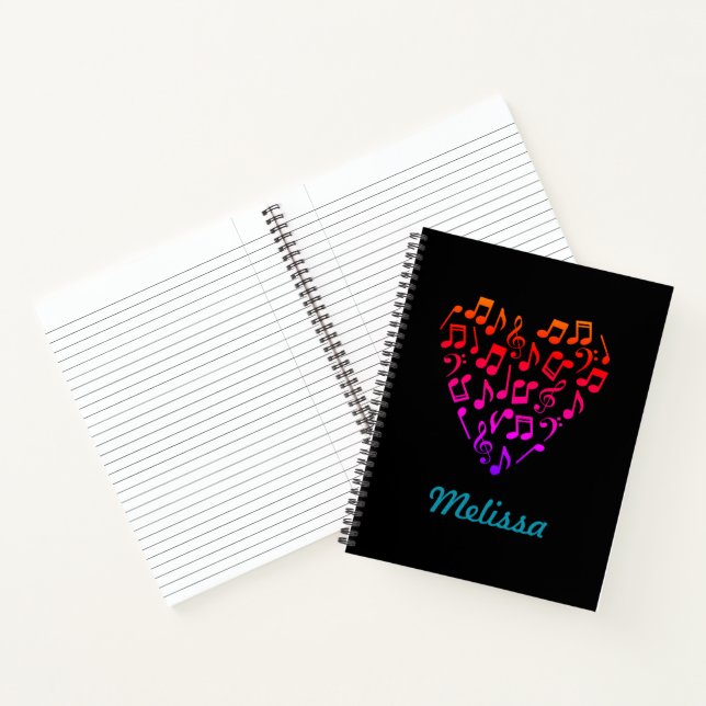 Carnet Spirale cardiaque de musique arc-en-ciel personnal (Intérieur)