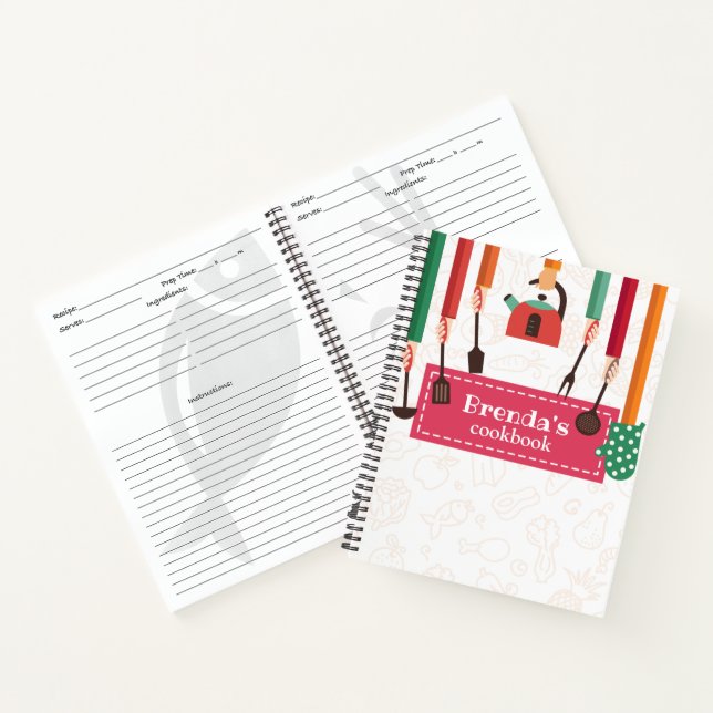 Carnet spirale de la recette rose de cuisine (Intérieur)