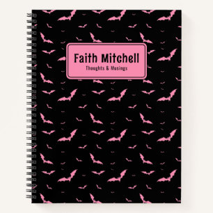 Carnet Spirale de Motif de chauve-souris rose gothique pe