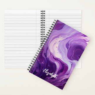 Carnet Spirale d'encre violette élégante personnalisée