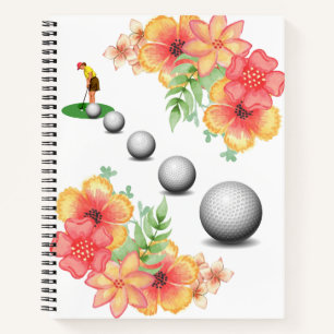 Carnet spirale Golfeur boules de golf Floral