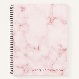 Carnet Spirale minimaliste en marbre rose brillant Rose o