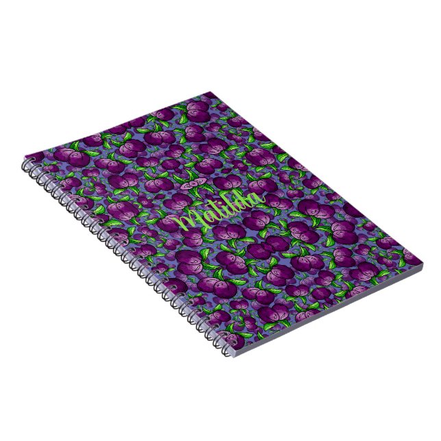 carnet spirale PLUM personnalisé fruit funky (Côté Droit)