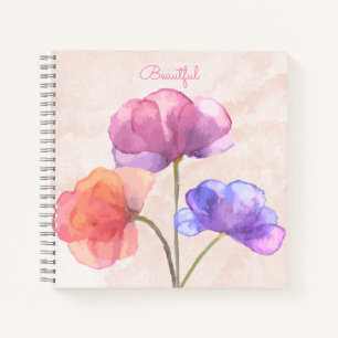 Carnet spirale rose Aquarelle 8,5 po x 8,5 po