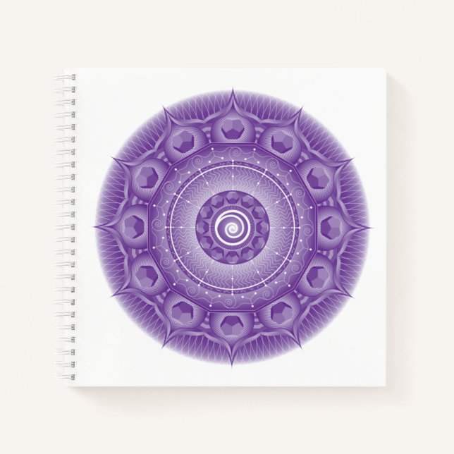 Carnet Spirit Dodecahedron Mandala Purple Carré Notebook (Devant)