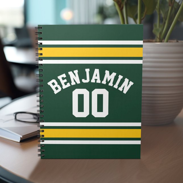 Carnet Sports Team Football Jersey Nom personnalisé Numér (Personalized notebook with Sports Jersey Football Design - Custom Name and Other Text)