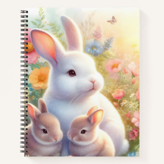 Carnet Spring Easter Bunny Family Floral Garden