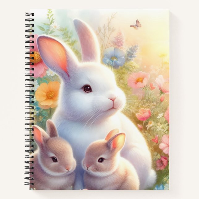 Carnet Spring Easter Bunny Family Floral Garden (Devant)
