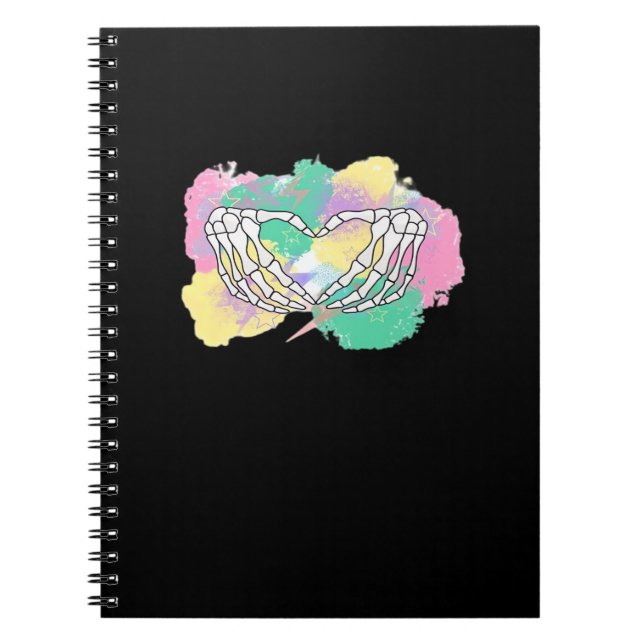 Carnet Squelette Mains Coeur Avec Backgr Abstrait Couleur (Devant)