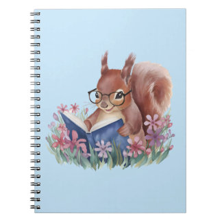 Carnet Squirrel Reading A Book, Nestled In Flowers