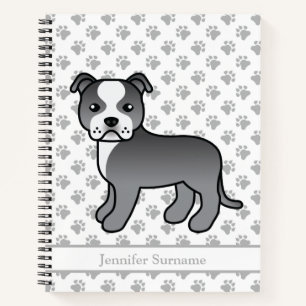 Carnet Staffie bleu et blanc Chien de dessin animé mignon