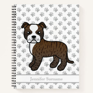 Carnet Staffie Bringé Et Blanc Chien De Dessin Animé Mign
