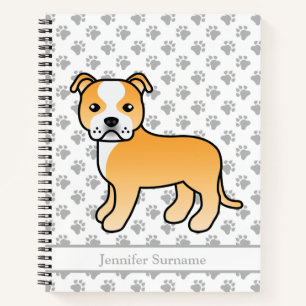 Carnet Staffie Fauve Et Blanc Chien De Dessin Animé Migno