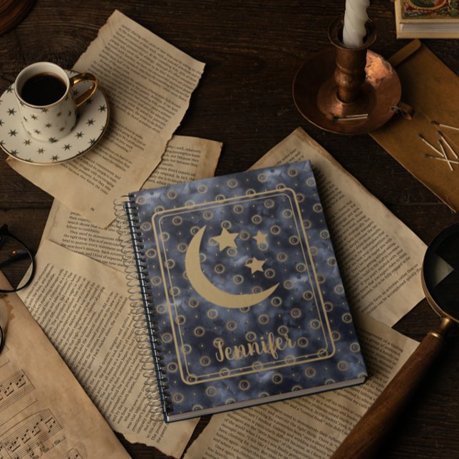 Carnet Stars de lune céleste Marine (Créateur téléchargé)