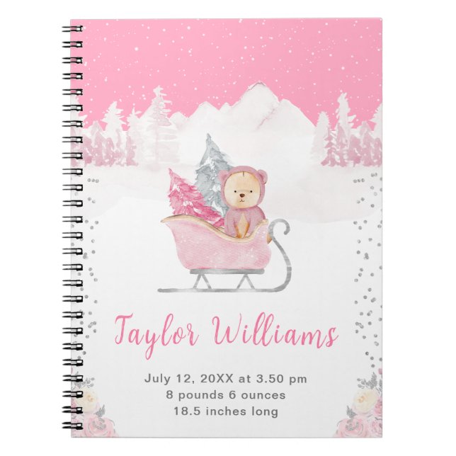 Carnet Statistiques de naissance de l'ours rose d'hiver (Devant)