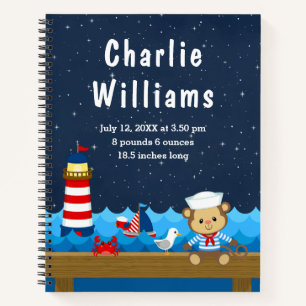 Carnet Statistiques de naissance Garçon Marin Singe Rouge