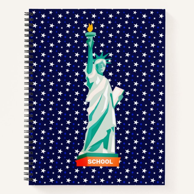 Carnet Statue de la Liberté & Etoiles sur bleu marine (Devant)