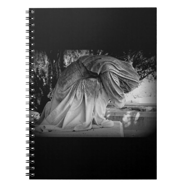 Carnet Statue du chagrin en noir et blanc (Devant)