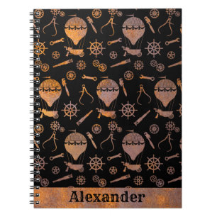 Carnet Steampunk Rusty Ballooning Thème Personnalisé Nom