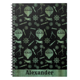 Carnet Steampunk Verdigris Bronze Ballooning Nom personna