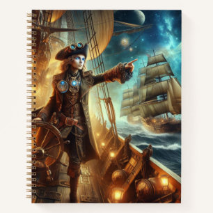 Carnet Steampunk Vintage Victorian Ocean Space Pirate