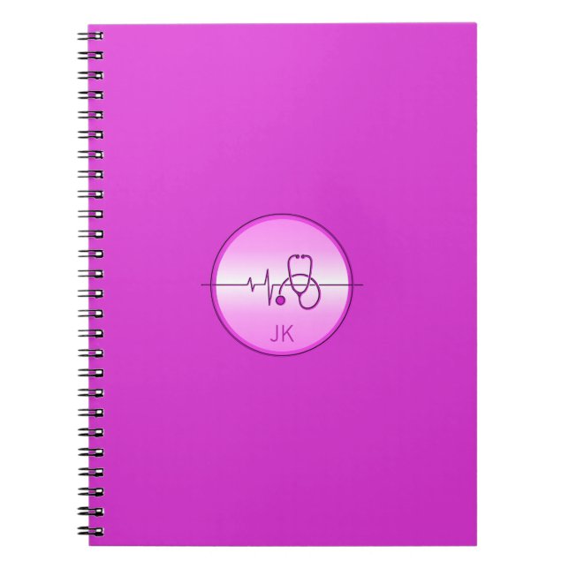 Carnet Stéthoscope Médicale rose monogramme (Devant)