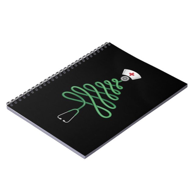 Carnet Stethoscope Sapin de Noël Infirmière Tenue de bloc (Côté gauche)