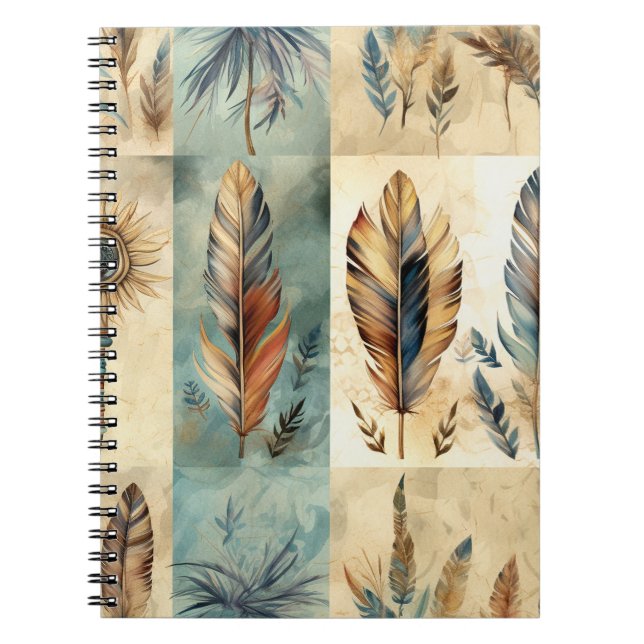Carnet Stick de médecine des plumes tribales Aztec (Devant)