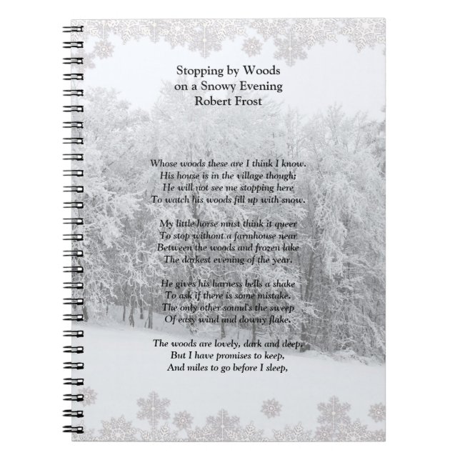 Carnet Stopper par Woods Soirée Neige Robert Frost Poème (Devant)