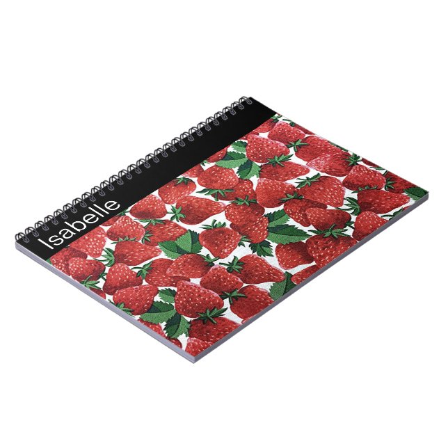 Carnet Strawberries and Cream Pattern Personalised (Côté gauche)