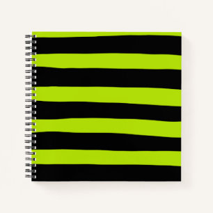Carnet Stripes inégales - Lime vert et noir