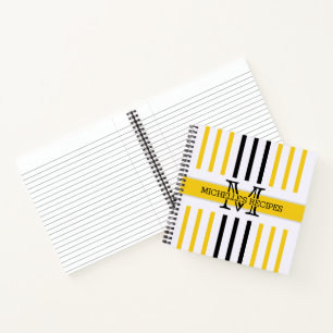 Carnet Stripes noir et Jonquil Moderne Monogramme