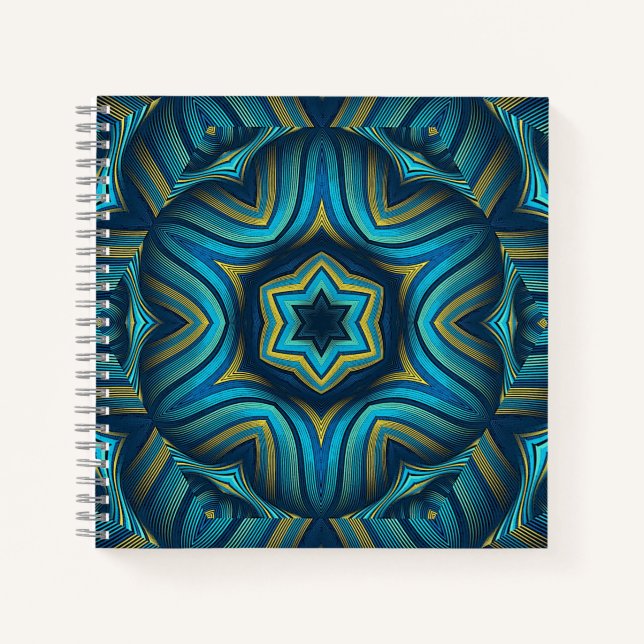 Carnet Stunning Abstract Blue and Yellow Mandala Art (Devant)
