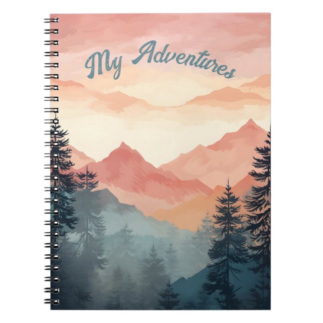 Carnet Stunning Mountain Tree Sunset Pattern, Poster Art (Devant)