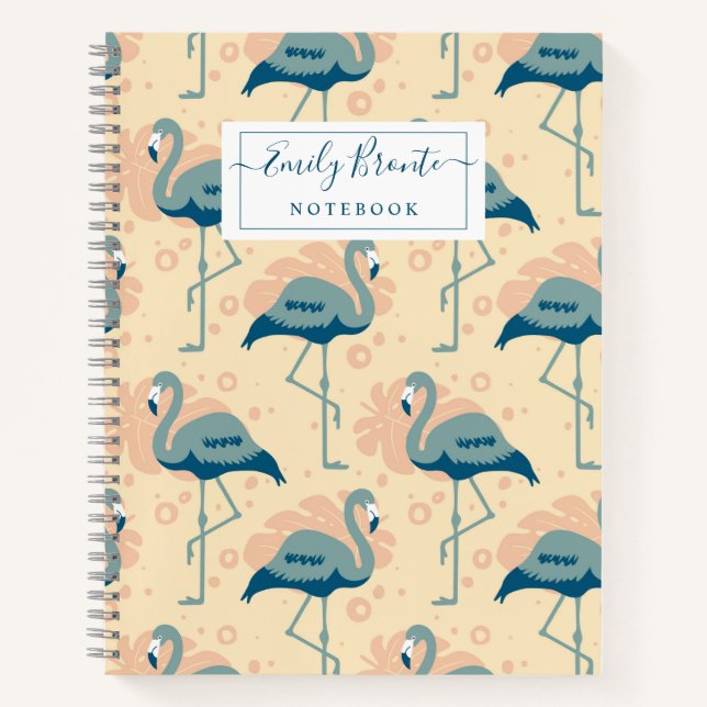 Carnet Style Art déco inspiré pêche motif flamingo (Devant)