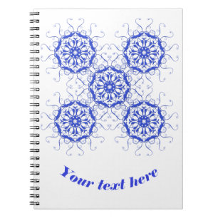 Carnet style baroque element.text. bleu