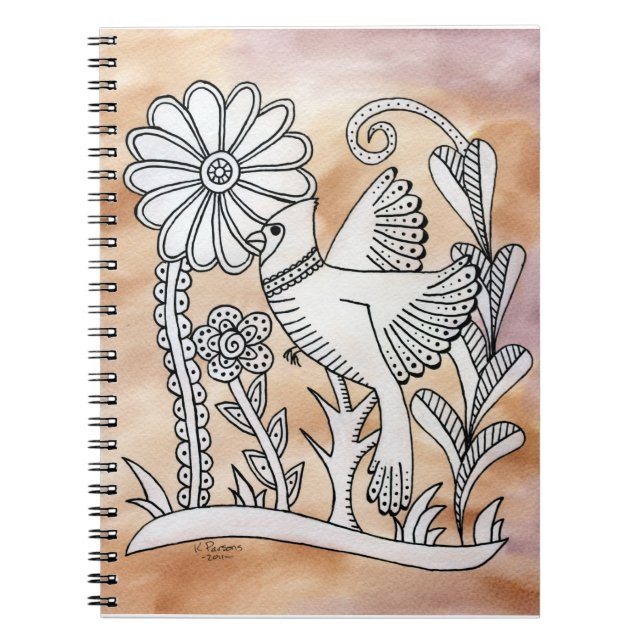 Carnet Style cardinal et mexicain d'écorce (Devant)