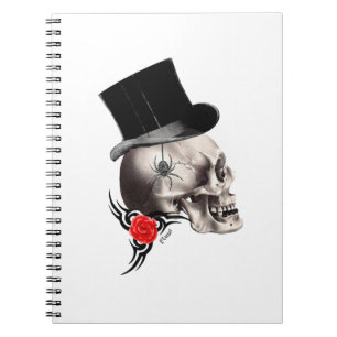 Carnet Style crâne gothique et tatouage rose
