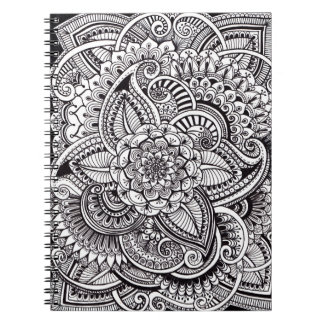 Carnet Style de henné (noir sur le blanc)