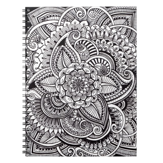 Carnet Style de henné (noir sur le blanc) (Devant)