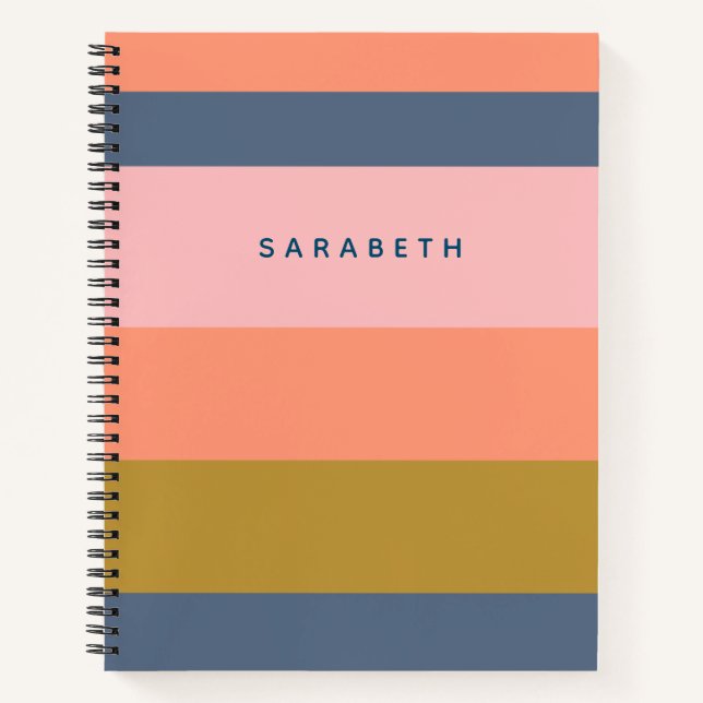 Carnet Stylé de rayures modernes dans de jolies tonalités (Devant)