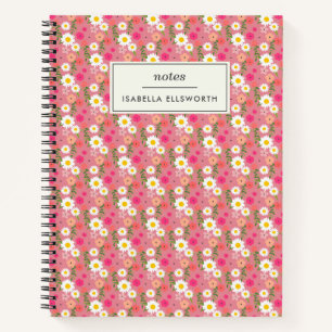 Carnet Style Floral Daisy Motif rose Personnalisé