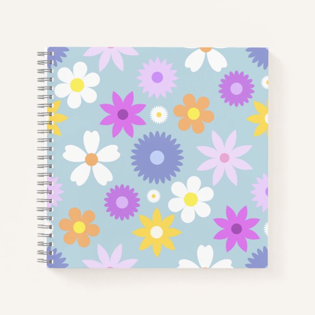 Carnet Style les années 70 rétro Fleur Lg Motif Pastel Co (Devant)