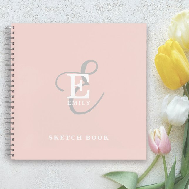 Carnet Style moderne de typographie Monogramme Blush rose (Personalize with your name and monogram initial.)