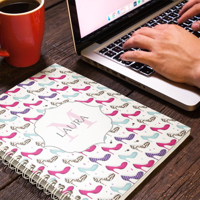 Carnet Style Unique Moderne Fille Mignonne Chaussures De  (Colorful high heeled shoes monogrammed notebook. )