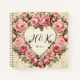 Carnet Style vintage Coeur rose Roses Saint Valentin