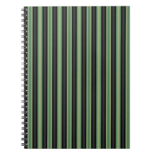 Carnet Style Vintage Olive Sage Vert noir 3D rayé