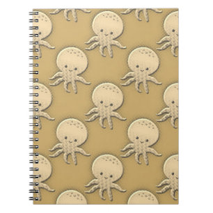 Carnet Style vintage Sepia Baby Octopus Motif